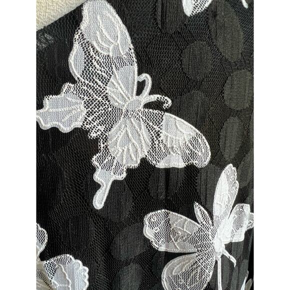 Rosegal Butterfly Black & White Cold Shoulder Hi-Low Length Dress Shirt Sz 2X - Picture 6 of 11